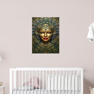 Påfågel Elegans – Dekorativt Fantasy Porträtt Poster