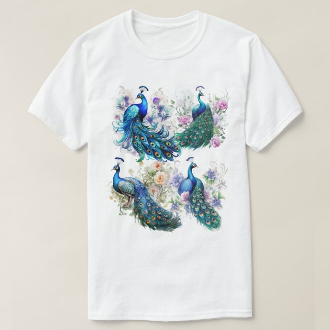 Påfågel Elegans T Shirt (Design framsida)