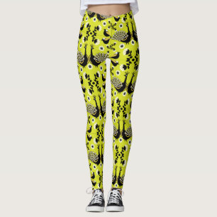 Påfågel Fågel Folkkonst Leggings