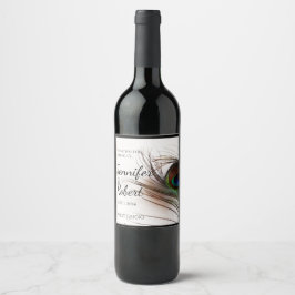 Påfågel Fjäder Glamour Vin Etikett