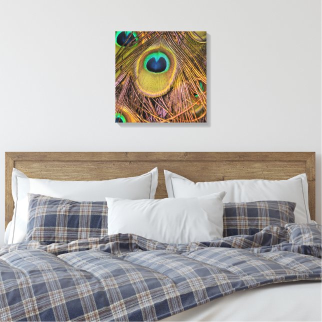 Påfågel Fjäder Ögon Canvastryck (Insitu (sovrum))