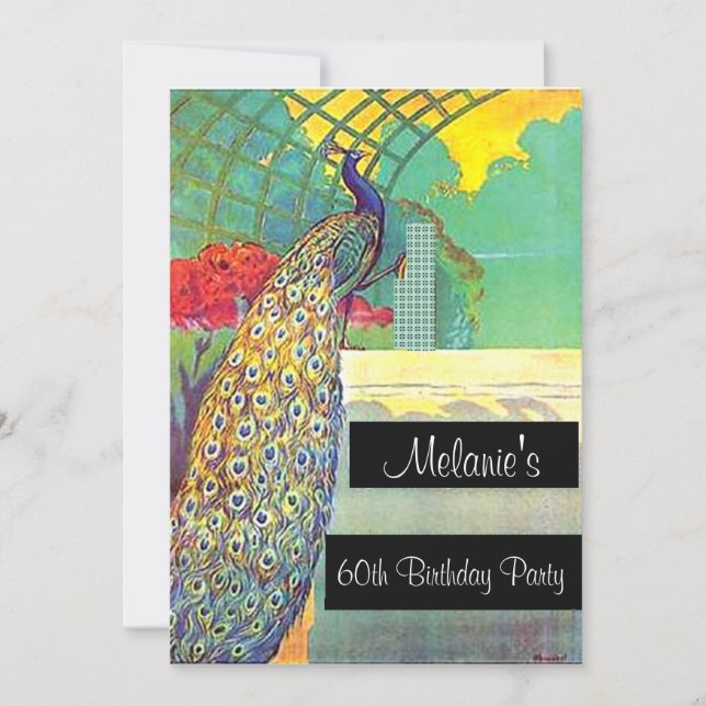 Påfågel Födelsedagsfest Inbjudan (Framsida)