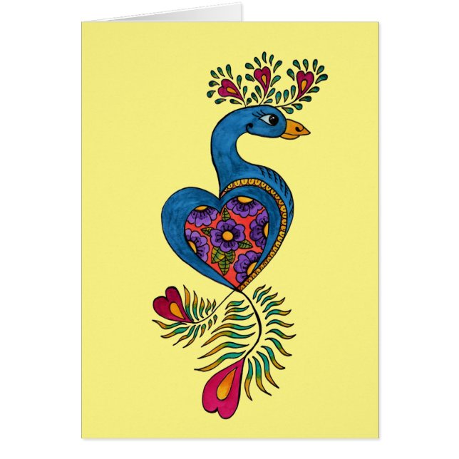 Påfågel Hälsningskort (Framsidan)