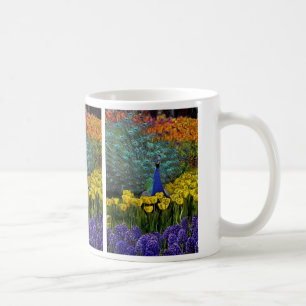 Påfågel i tulpanmugg kaffemugg