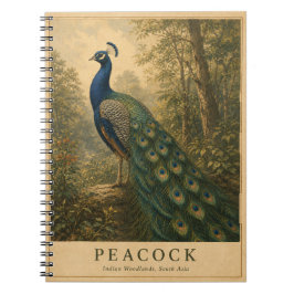 Påfågel Indian Woodlands VINTAGE Anteckningsbok