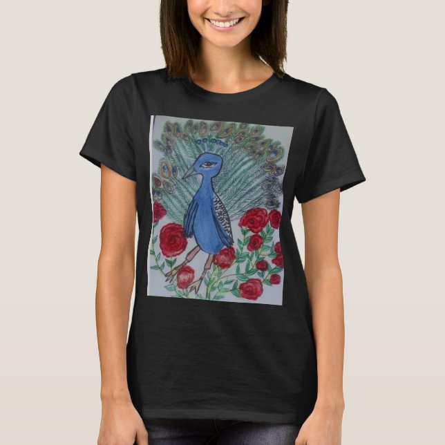 Påfågel kärlek ros   t shirt (Framsida)