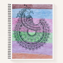 Påfågel Mandala Spiral Anteckningsbok
