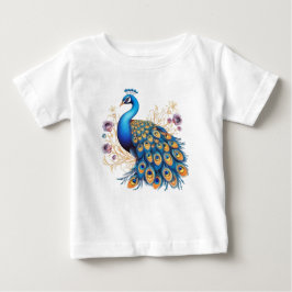 Påfågel med lila blommor t shirt