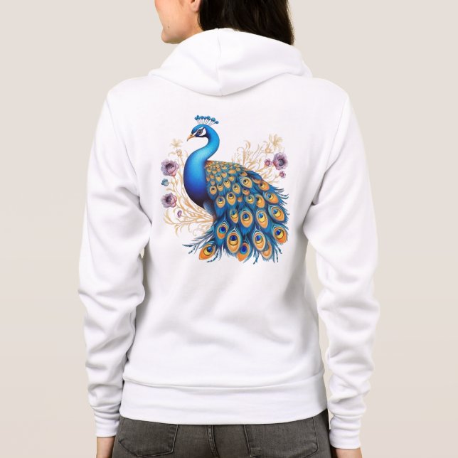 Påfågel med lila blommor t shirt (Baksida)