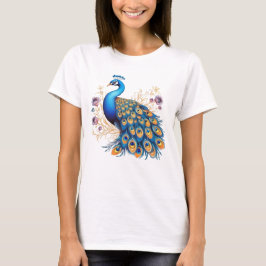 Påfågel med lila blommor t shirt