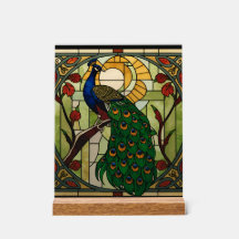 Påfågel Nouveau Akrylkonstglas Väggkonst