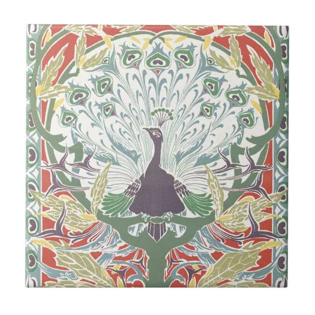 Påfågel Nouveeau Kakelplatta (Framsidan)