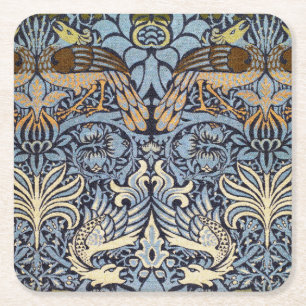 Påfågel och Drak, William Morris Underlägg Papper Kvadrat