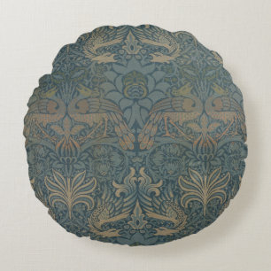 Påfågel och Drakon av William Morris Rund Kudde