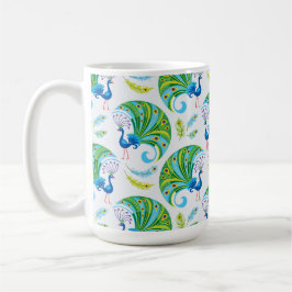 Påfågel och fjädermönster kaffemugg