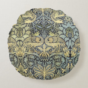 Påfågel och mytisk drak av William Morris Rund Kudde