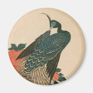 Påfågel och pioner av Hiroshige, Japansk konst Magnet