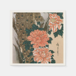 Påfågel och pioner av Hiroshige, Japansk konst Pappersservett