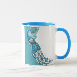 Påfågel på krickaillustration mugg