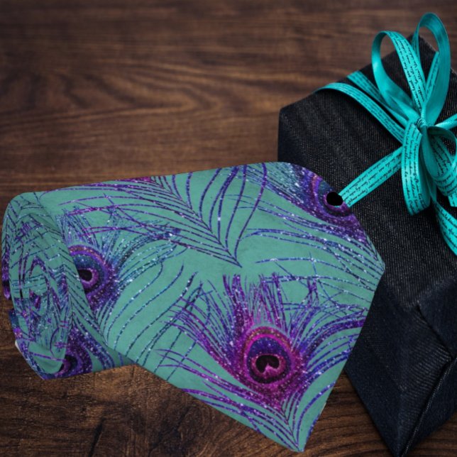 Påfågel Påfågel Fjädrar Blå Nacke Band Tie Slips (Skapare uppladdad)