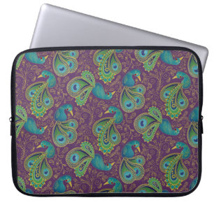 Påfågel Paisley Mönster Lila Laptop Fodral