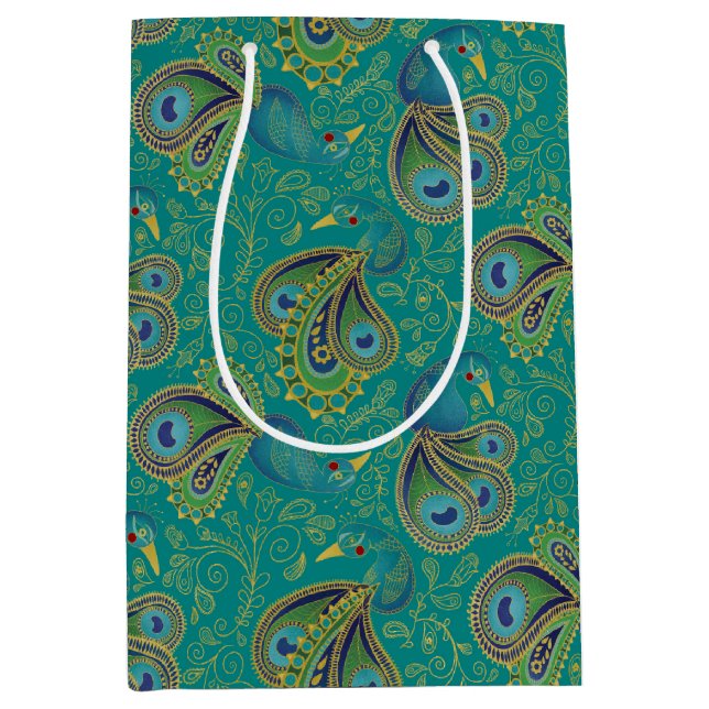 Påfågel Paisley Mönster Turkos (Framsidan)