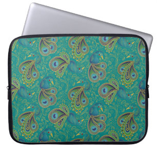 Påfågel Paisley Mönster Turkos Laptop Fodral