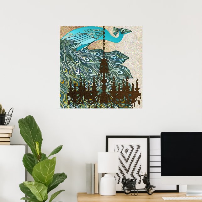 Påfågel roarande 20-tal bröllopsaffisch poster (Hemmakontoret)