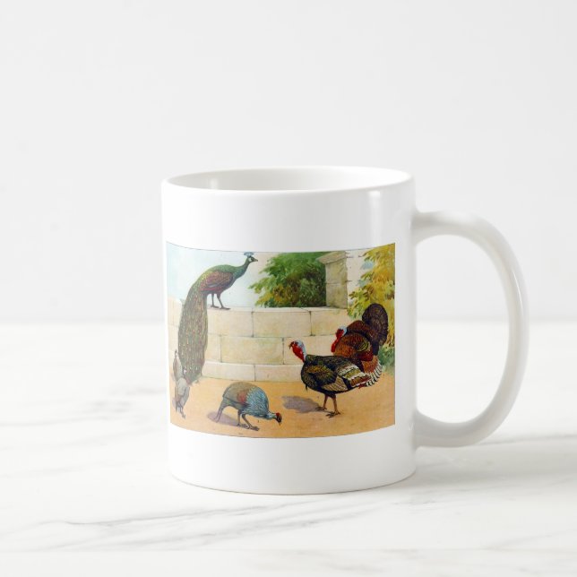 Påfågel, Turkiet & Guinea fågel Kaffemugg (Höger)