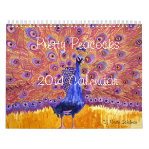 Påfågel utskrivaven konstväggkalender 2014 kalender