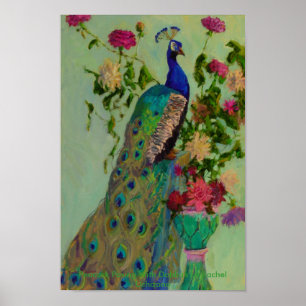 Påfågel w/Dahlia av Rachel Uchizono Poster