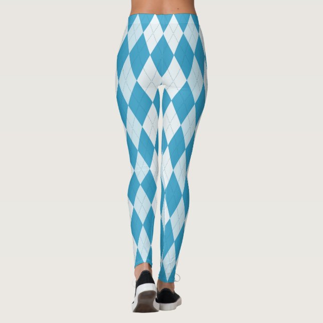 Påfågelblå Argyle-diamant Leggings (Baksida)