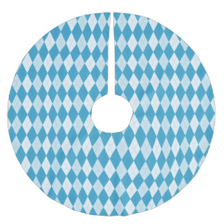 Påfågelblå Argyle Liten Diamantform Julgransmatta Borstad Polyester