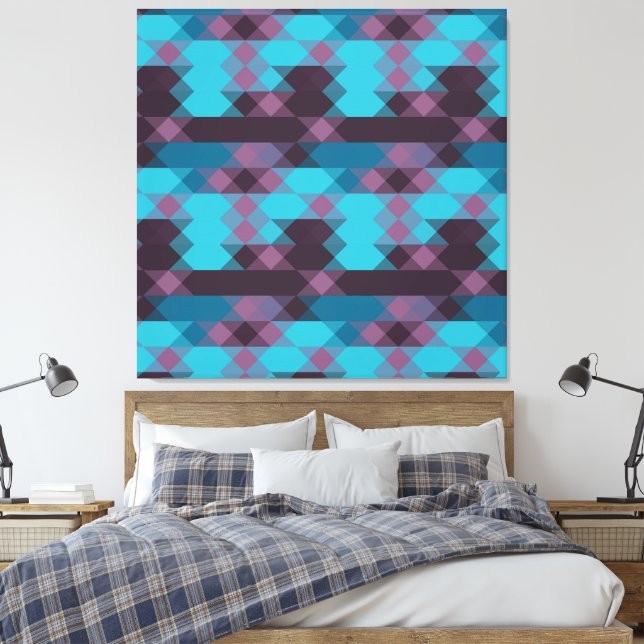 påfågelblå, lila, topasblå och åska canvastryck (Insitu (sovrum))