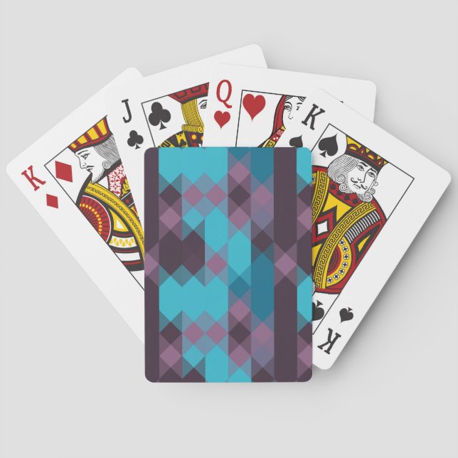 påfågelblå, lila, topasblå och åska casinokort (Baksidan)