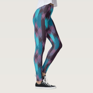 påfågelblå, lila, topasblå och åska leggings