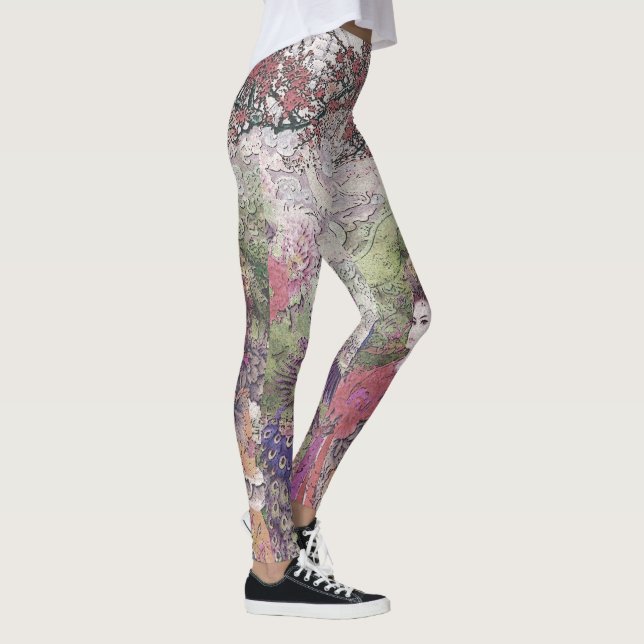 Påfågelblommar & lotusblommabrud leggings (Höger)