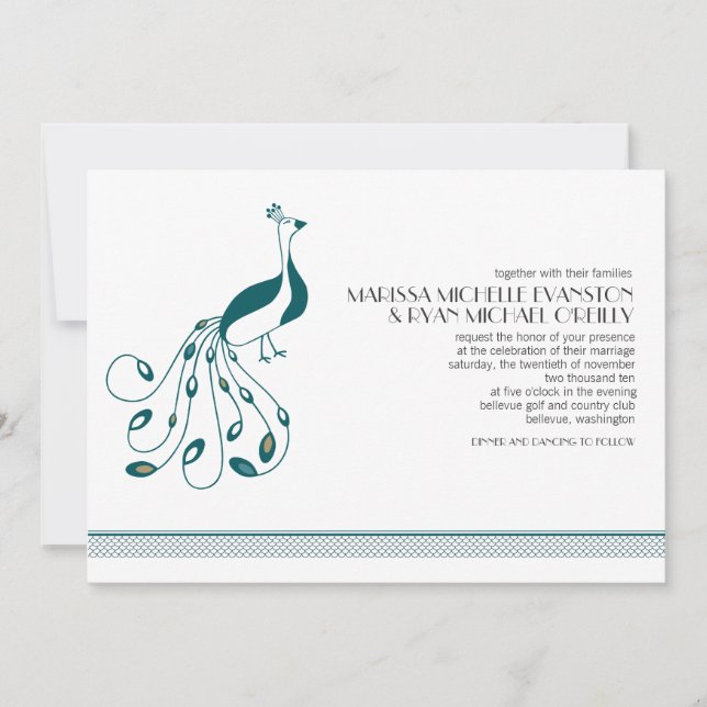 Påfågelbröllopinbjudan Inbjudningar (Framsida)