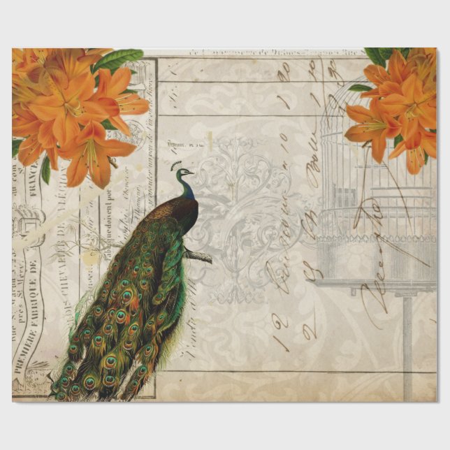 PåfågelEphemeraDecoupage papper Presentpapper (Platt)