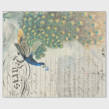 PåfågelEphemeraDecoupage papper