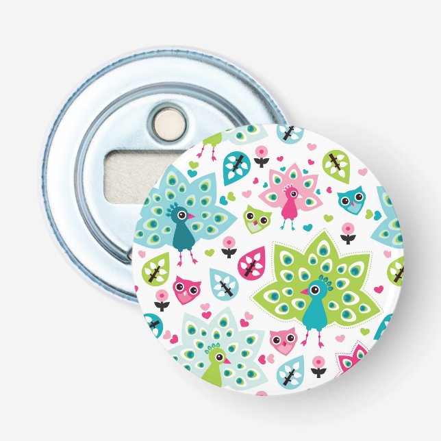 påfågelfågel och uggla flasköppnare (Framsidan)