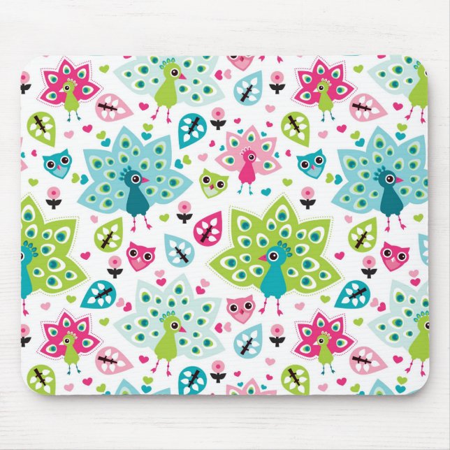 påfågelfågel och uggla musmatta (Framsidan)