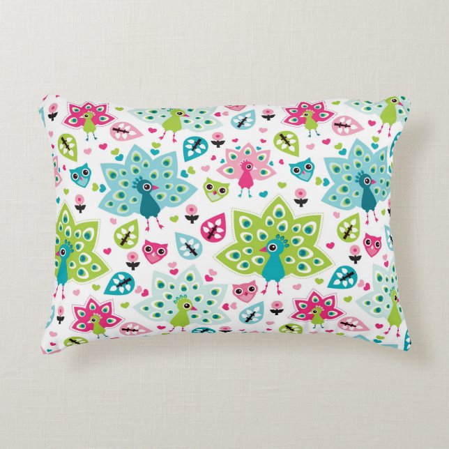 påfågelfågel och uggla prydnadskudde (Framsidan)