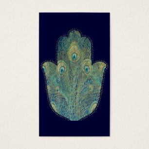 Påfågelfjäder Hamsa Visitkort