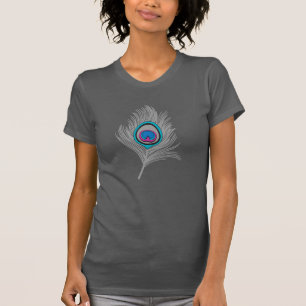 Påfågelfjäder i grått-/grå färg- och t shirt