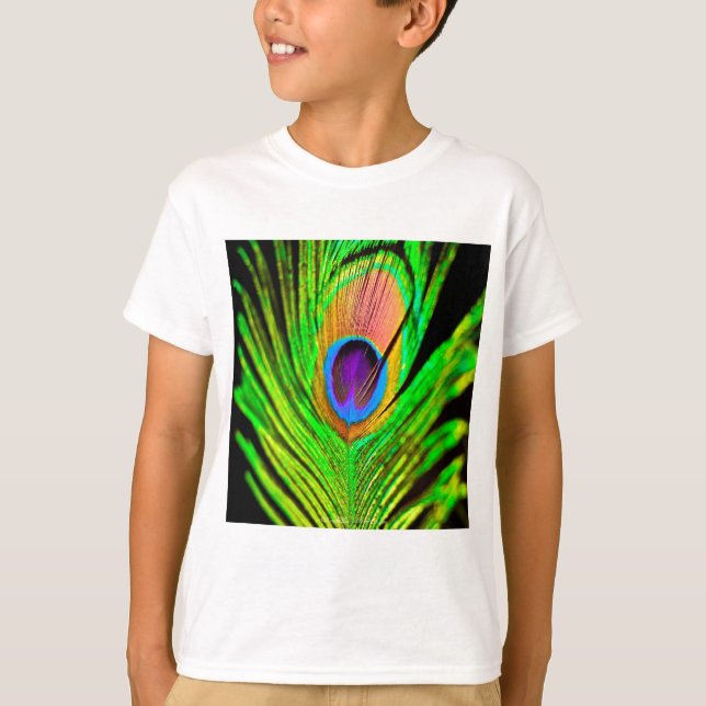Påfågelfjäder i neonfärger t-shirt (Framsida)