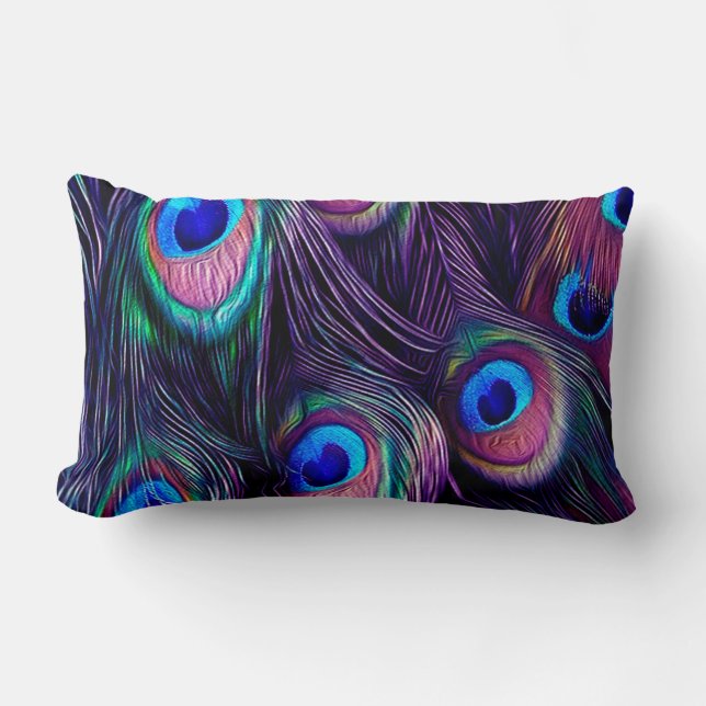 Påfågelfjäder Lumbarkudde (Framsida)