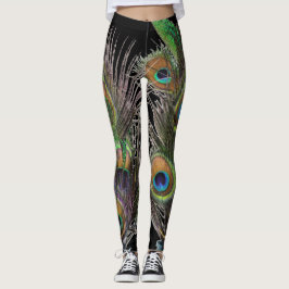 Påfågelfjädercollage Leggings