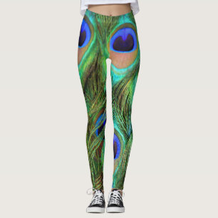 Påfågelfjäderdamasker Leggings