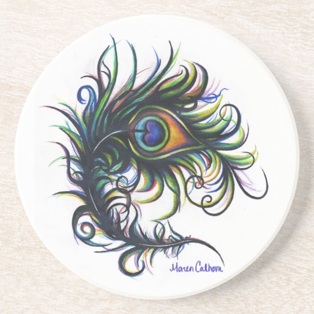 Påfågelfjäderkustfartyg Underlägg Sandsten (Framsidan)